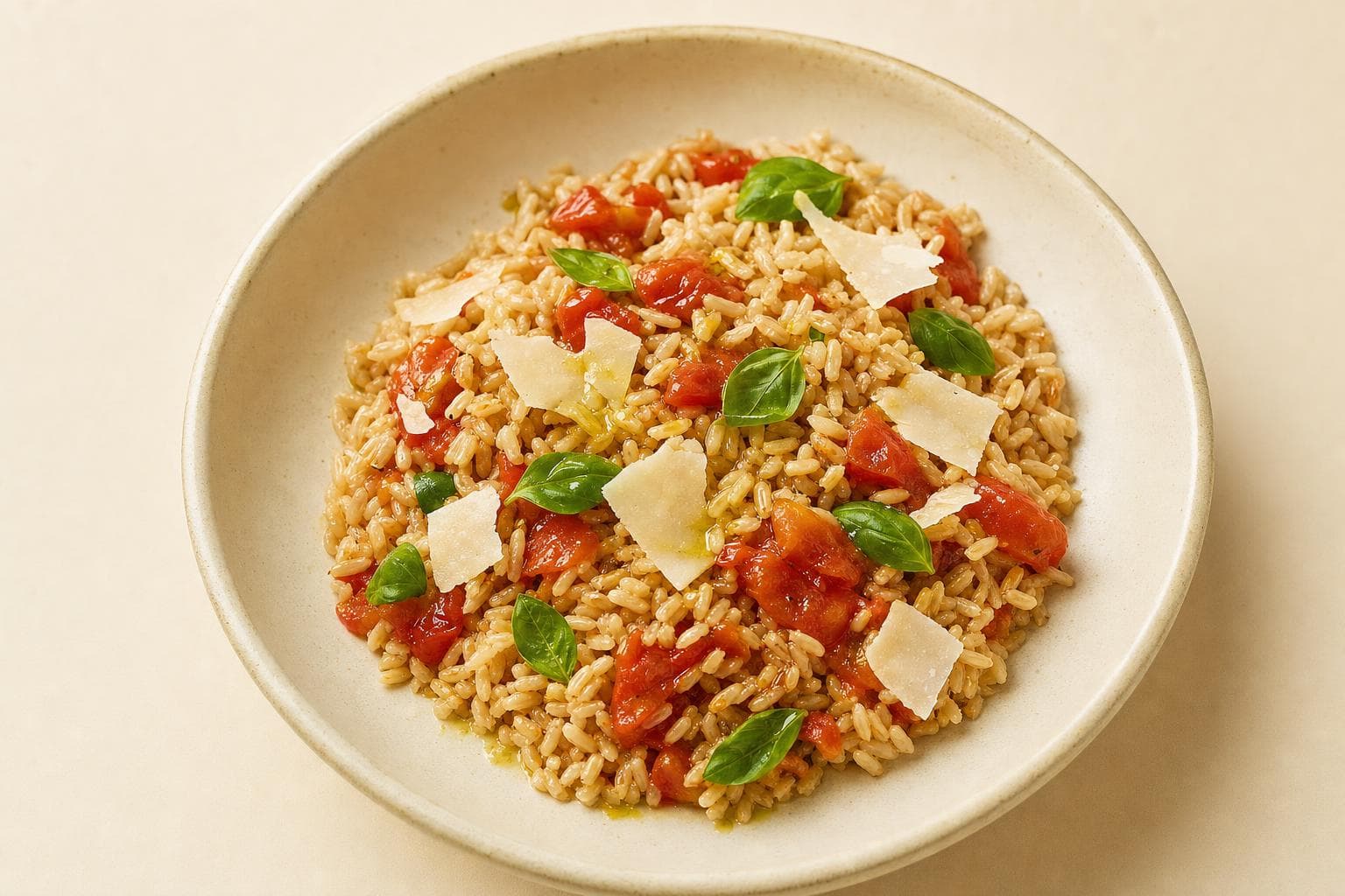 Riso integrale al pomodoro e basilico