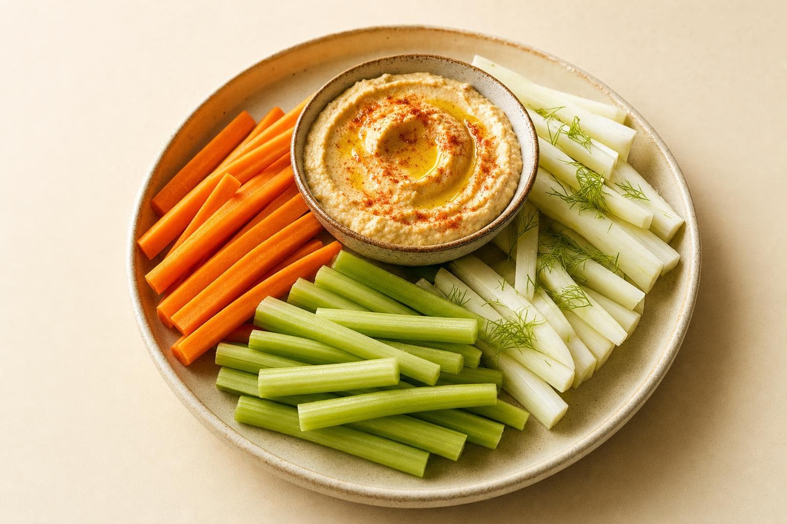 Verdure croccanti con hummus